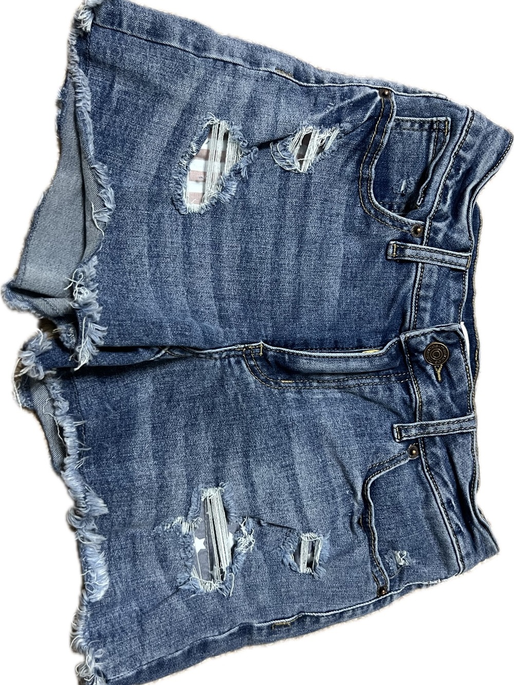 Maurices Distressed Dark Blue Denim Shorts